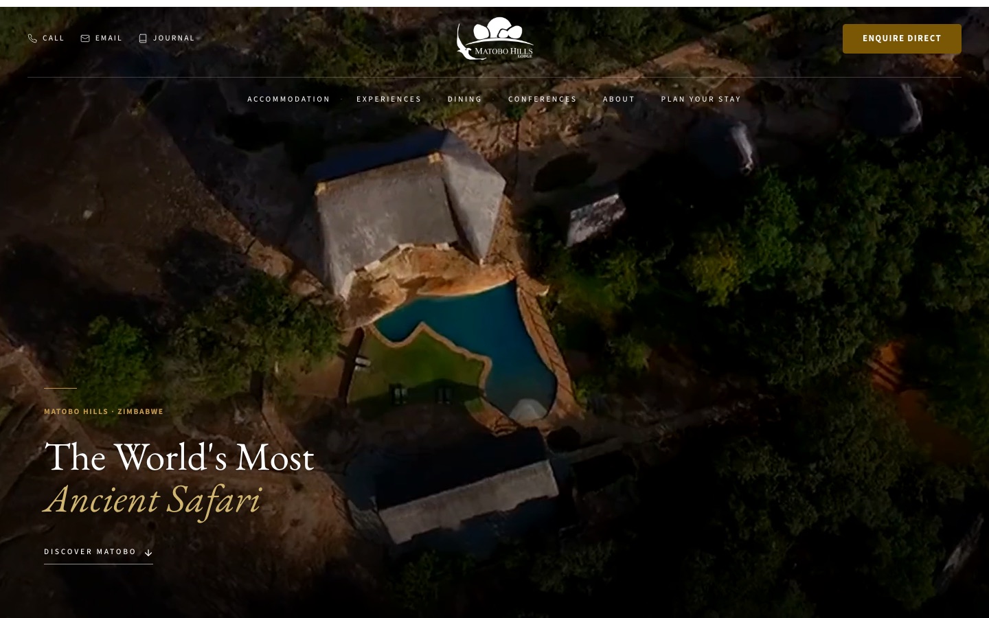 Matobo Hills Lodge homepage screenshot